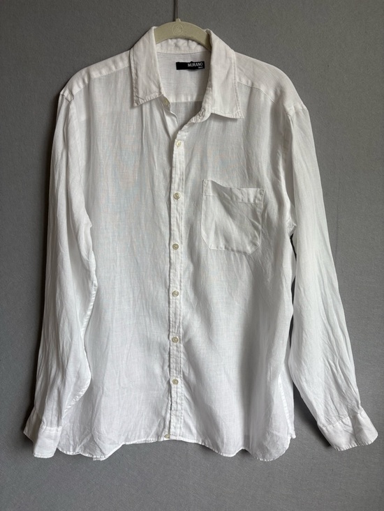 Murano Tops - Murano White Long-Sleeve 100% Linen Casual Button-Down Shirt or Coverup sz M
